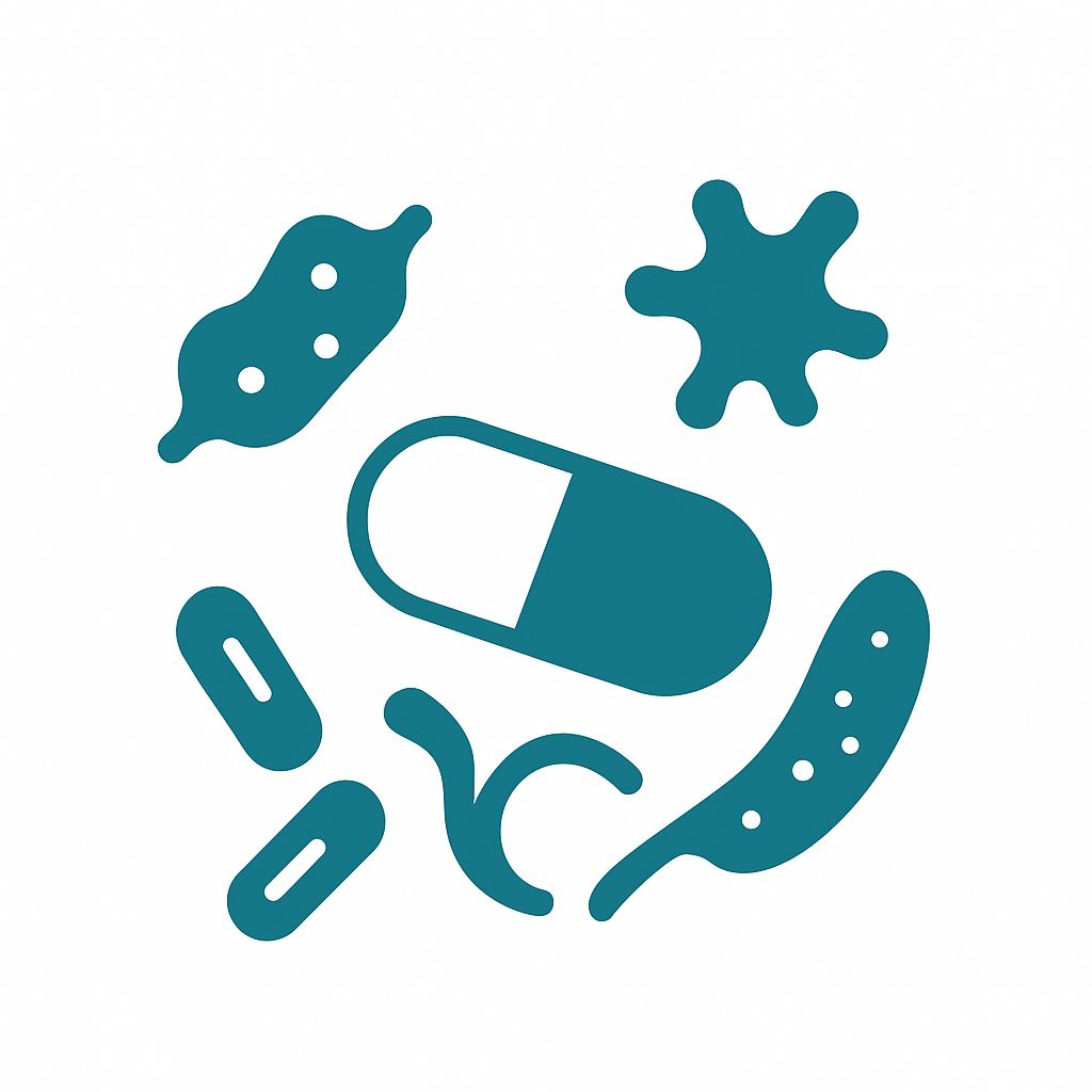 Probiotic capsule with friendly bacteria icon