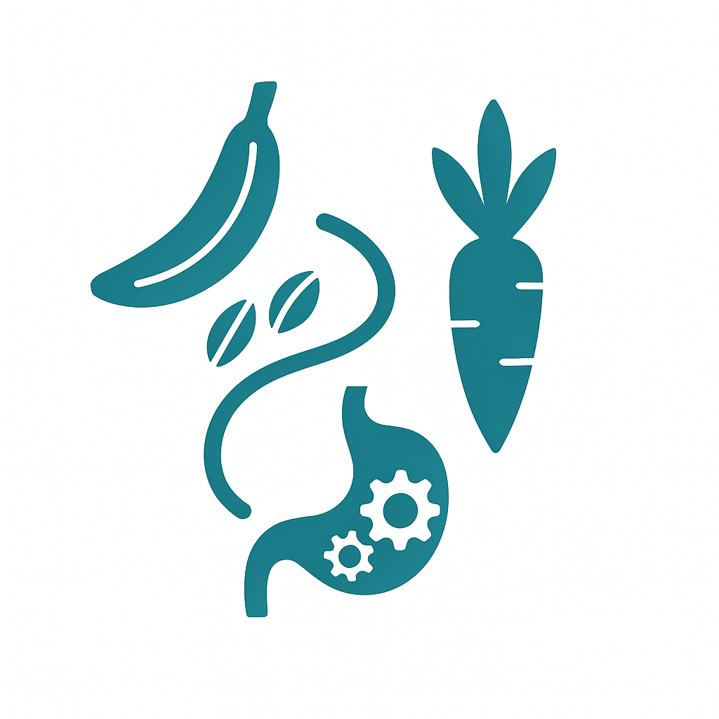 Prebiotic fiber foods icon (banana, oats, chicory)